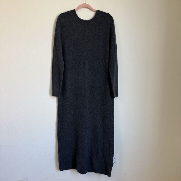 Zara Charcoal Gray Fleece Maxi Sweater Dress Size L Lagenlook Old Money Preppy - Picture 2 of 11
